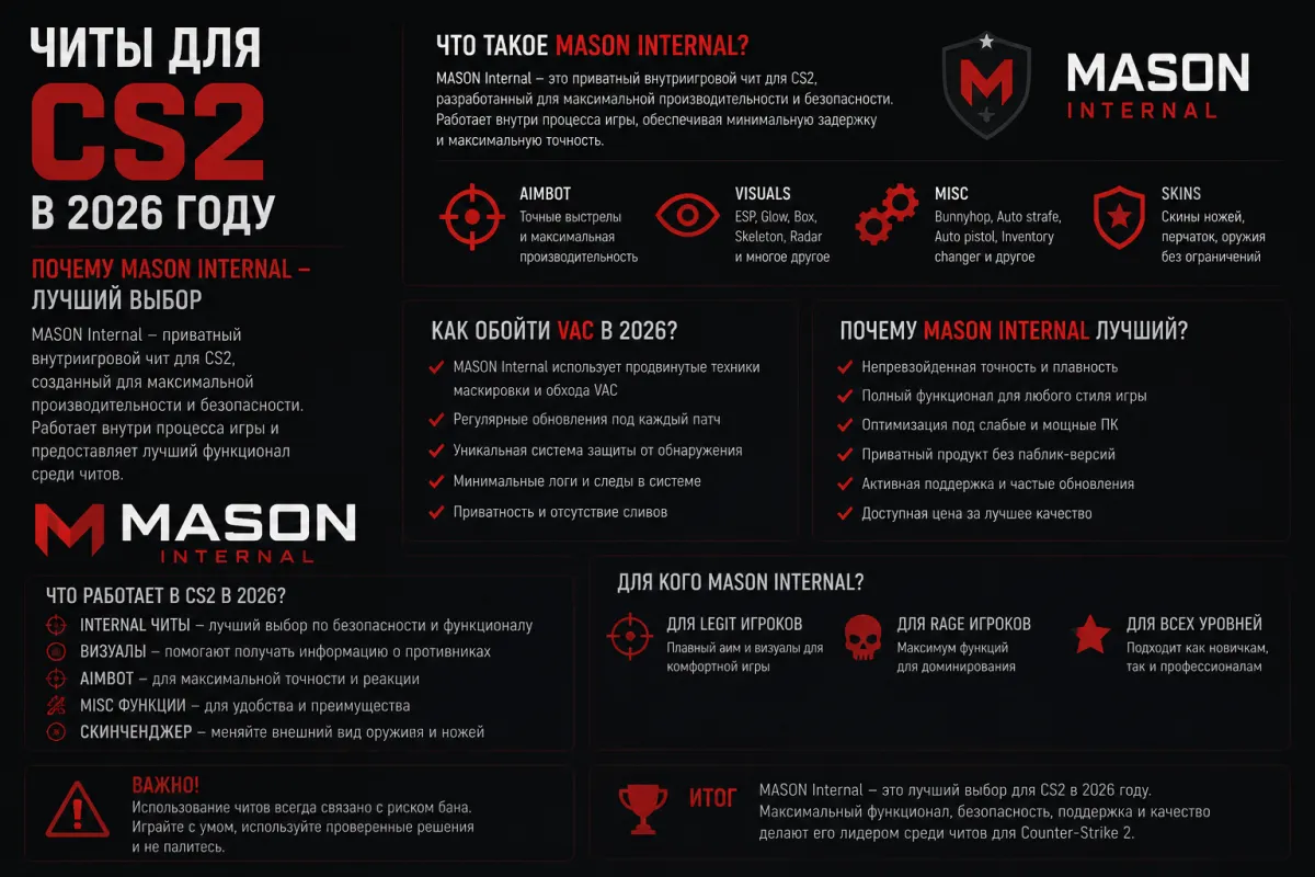 Читы для CS2 в 2026 году — почему MASON Internal лучший выбор